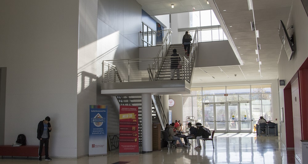 Entrance and staircase to academic building