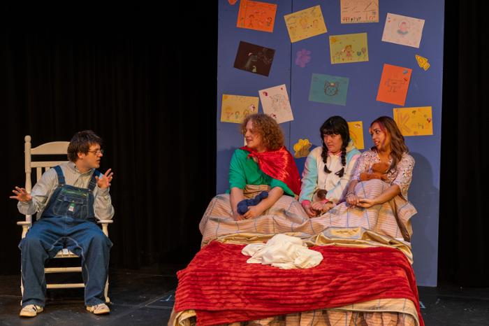The Wharton County Junior College Drama Department will present “Bestest Bedtime Stories (As Told by Our Grandpa) (He’s Silly)” at noon Saturday at the Horton Foote Theatre on the Wharton campus. Pictured, from left, are Sammuel Robinson of El Campo, Charles Arriaga of Sealy, Mckenna Flores of Richmond and Genesis Molina of Hungerford. 