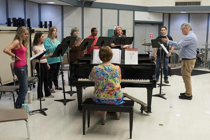 The Wharton County Junior College choir rehearses for the upcoming concert, 