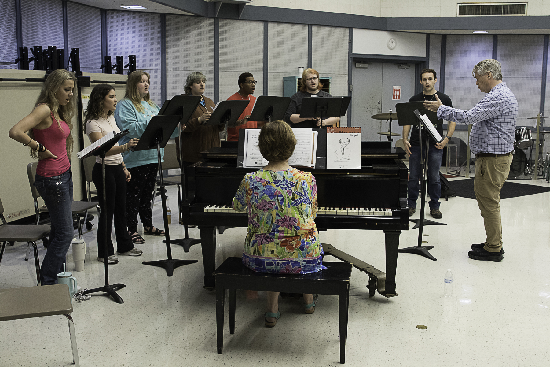 The Wharton County Junior College choir rehearses for the upcoming concert, "Portraits of America," scheduled for 7 p.m. Thursday, Oct. 30, 2024, at the Pioneer Student Center on the Wharton campus.