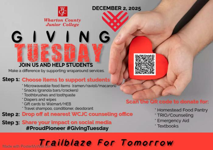 WCJC and the WCJC Foundation will team up on Giving Tuesday for the benefit of students. 