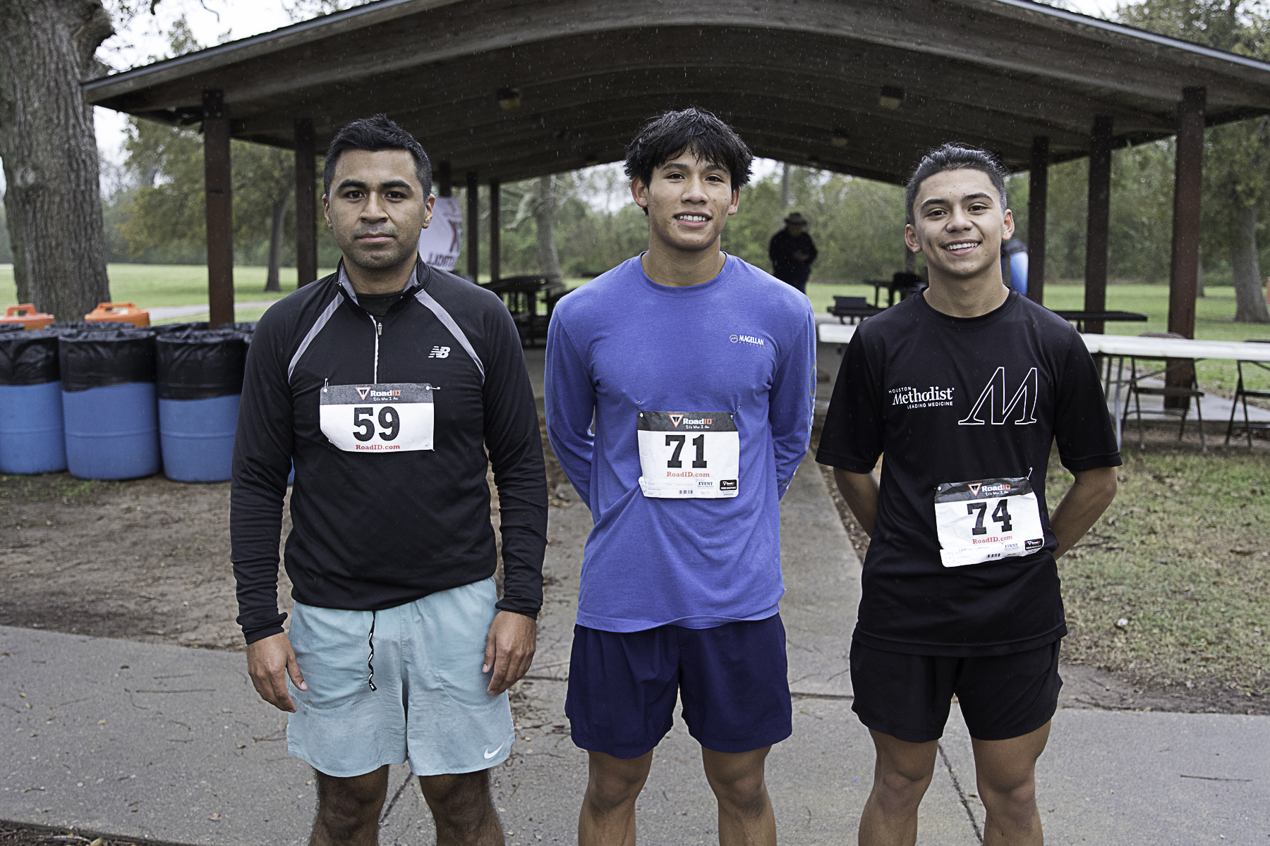 The Wharton County Junior College Senior Citizens Program held the 5K Stride and Stroll event on Saturday, Dec. 7, in downtown Wharton. Pictured are the top three finishers in the male division. From left to right are Alberto Velazquez (third place), Evan Jacinto (first place) and Jorrdin Garcia (second place).